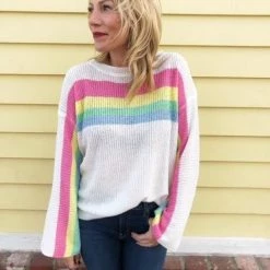 Trend Notes Rainbow Knit Top