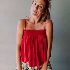 Lush Clothing Sangria Smocked Cami