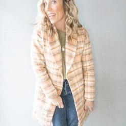 Lush Clothing Creamsicle Plaid Coat