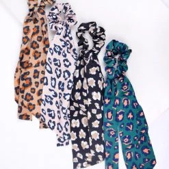 Selini New York Leopard Ribbon Scrunchie Hair Accessories