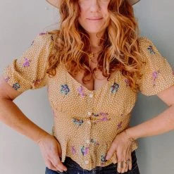 Lush Clothing Sami Sweetheart Button Front Top