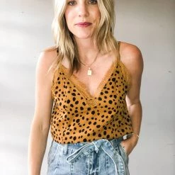 Listicle Leopard Lace Cami Clothing