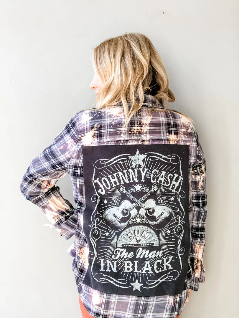 Envy Upcycle Clothing Johnny Cash Vintage Band Tee Flannel 1 Envy Upcycle Clothing Johnny Cash Vintage Band Tee Flannel