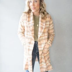 Lush Clothing Creamsicle Plaid Coat