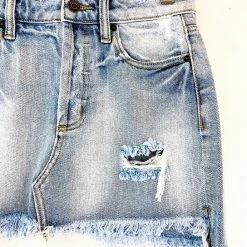 Clothing Hidden Mini Skirt W. Destroy & Uneven Fray Hem