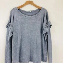 Wild Honey Clothing Vintage Wash Ruffle Sleeve Knit
