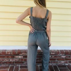 Chaser Brand Chaser Wide Leg Button Front Jumpsuit