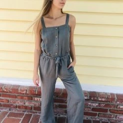 Chaser Brand Chaser Wide Leg Button Front Jumpsuit