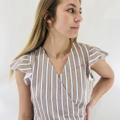 Chaser Brand Chaser Short Sleeve Flutter Wrap Crop Top Clothing