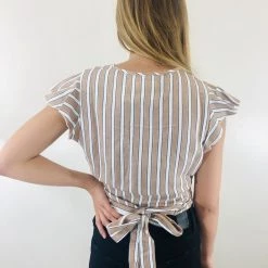 Chaser Brand Chaser Short Sleeve Flutter Wrap Crop Top Clothing