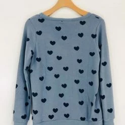 Chaser Brand Chaser Blue Hearts Cozy Knit Pullover