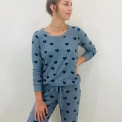 Chaser Brand Blue Hearts Cozy Knit Pant