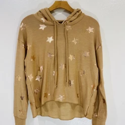 Chaser Brand Chaser Rose Gold Stars Cropped Hoodie Clothing