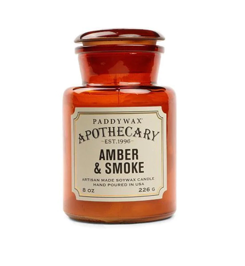 Paddywax Apothecary Amber & Smoke Glass Candle Clothing 1 Paddywax Apothecary Amber & Smoke Glass Candle Clothing
