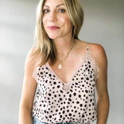 Listicle Leopard Lace Cami Clothing