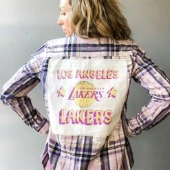 Envy Upcycle Lakers Vintage Tee Flannel - Purple Clothing