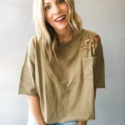 Blue B Bad Guy Distressed Crop Tee Clothing