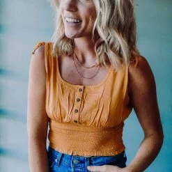 Patrons Of Peace Melanie Smocked Crop Clothing