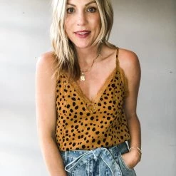 Listicle Leopard Lace Cami Clothing
