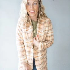 Lush Clothing Creamsicle Plaid Coat