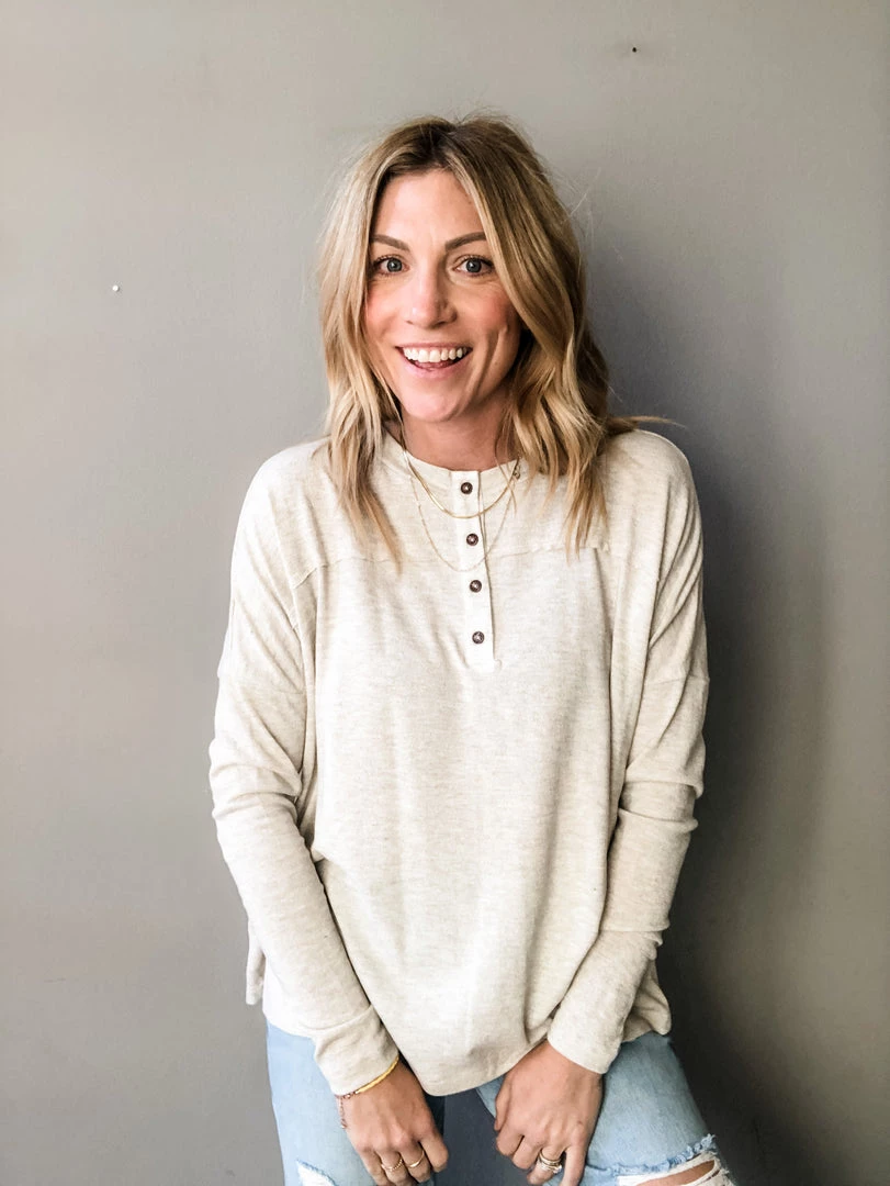 Ces Femme Clothing Latte Henley Long Sleeve 1 Ces Femme Clothing Latte Henley Long Sleeve