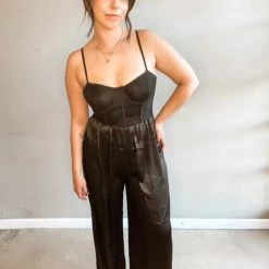 Lush Clothing Let It Linger Lace Corset Jumpsuit