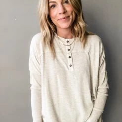 Ces Femme Clothing Latte Henley Long Sleeve 6 Ces Femme Clothing Latte Henley Long Sleeve