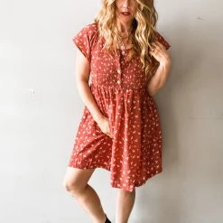 Wishlist Sippin Cider Smocked Mini Dress Clothing