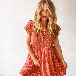 Wishlist Sippin Cider Smocked Mini Dress Clothing