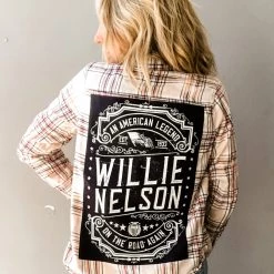 Envy Upcycle Willie Nelson Vintage Band Tee Flannel