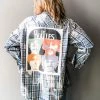 Envy Upcycle Clothing The Beatles Vintage Band Tee Flannel - Squares