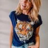 Chaser Brand Clothing Chaser Tiger Portrait Crew Neck