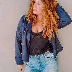 Chaser Brand Chaser Cropped Long Sleeve Peacoat