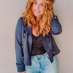 Chaser Brand Chaser Cropped Long Sleeve Peacoat