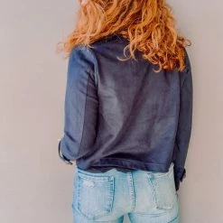 Chaser Brand Chaser Cropped Long Sleeve Peacoat