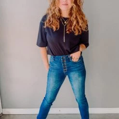 Hidden High Rise Button Fly Skinny