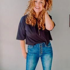 Hidden High Rise Button Fly Skinny