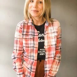 Envy Upcycle Los Angeles Dodgers Vintage Tee Flannel - Throwback Red