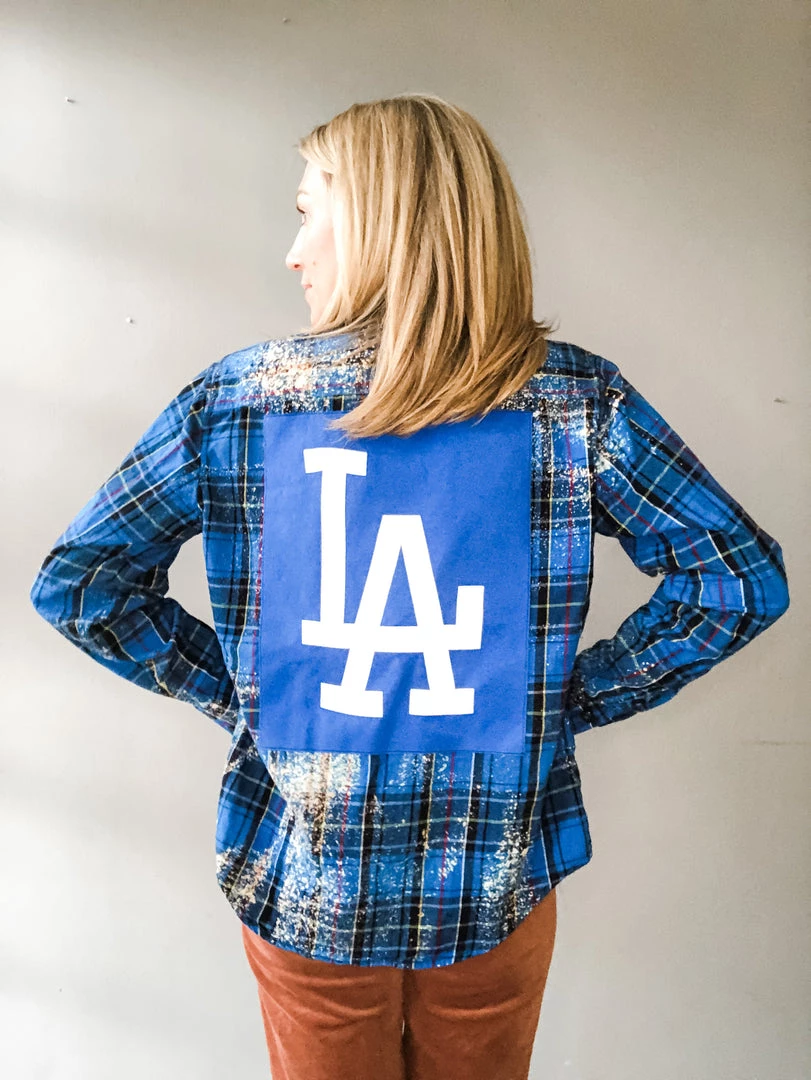 Envy Upcycle LA Dodgers Vintage Flannel - Initials 1 Envy Upcycle LA Dodgers Vintage Flannel - Initials