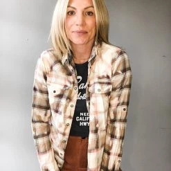 Envy Upcycle Johnny Cash Vintage Band Tee Flannel - Brown