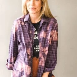 Envy Upcycle Los Angeles Lakers Vintage Tee Flannel - Kobe Purple Clothing