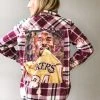 Envy Upcycle No. 24 Lakers Vintage Tee Flannel - Magenta Clothing