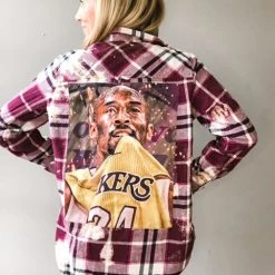 Envy Upcycle No. 24 Lakers Vintage Tee Flannel - Magenta Clothing