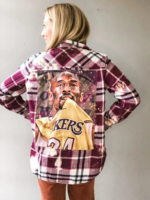 Envy Upcycle No. 24 Lakers Vintage Tee Flannel - Magenta Clothing 1 Envy Upcycle No. 24 Lakers Vintage Tee Flannel - Magenta Clothing