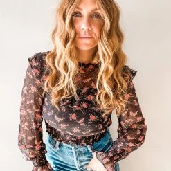 Lush Clothing Night In Paris Ruffle Blouse