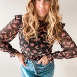 Lush Clothing Night In Paris Ruffle Blouse