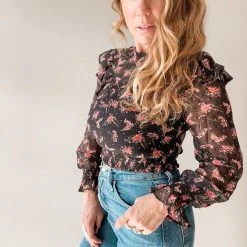 Lush Clothing Night In Paris Ruffle Blouse