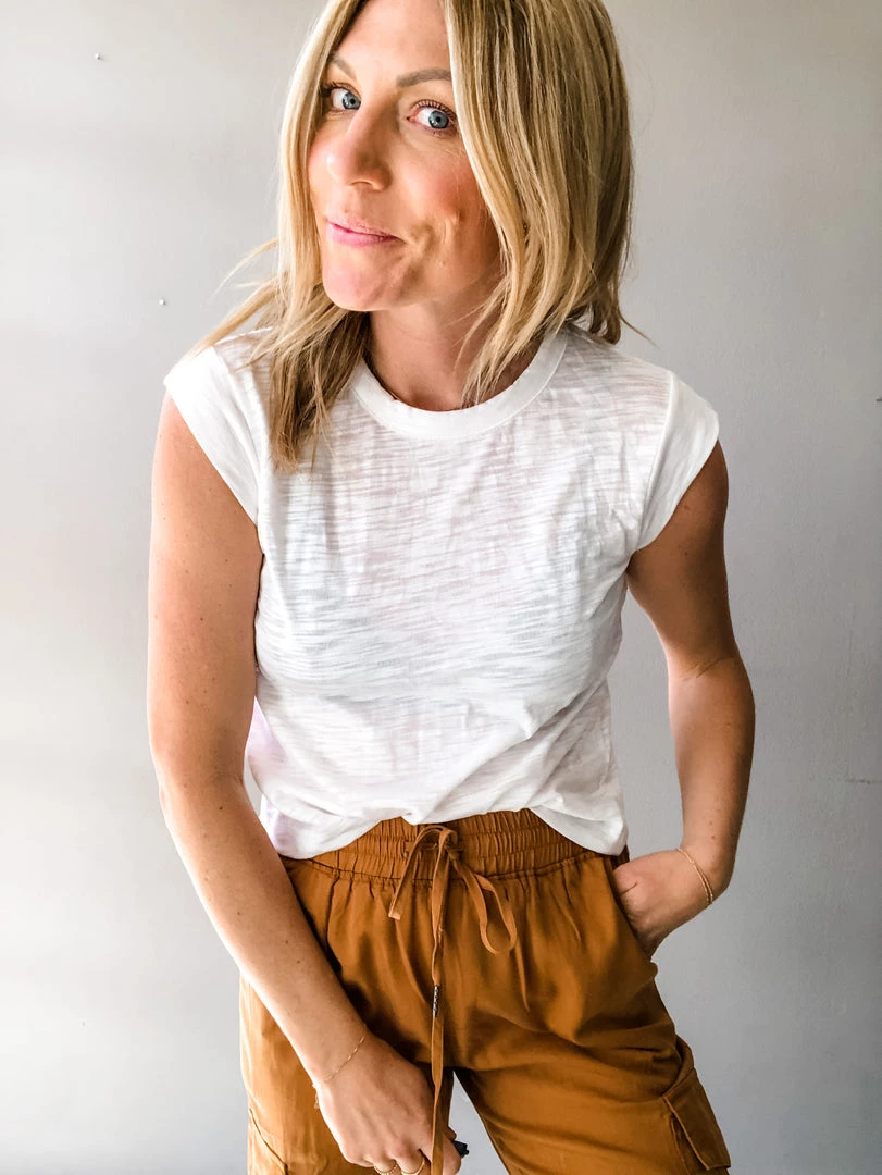 Chaser Brand Chaser Cropped Cap Sleeve Tee 1 Chaser Brand Chaser Cropped Cap Sleeve Tee