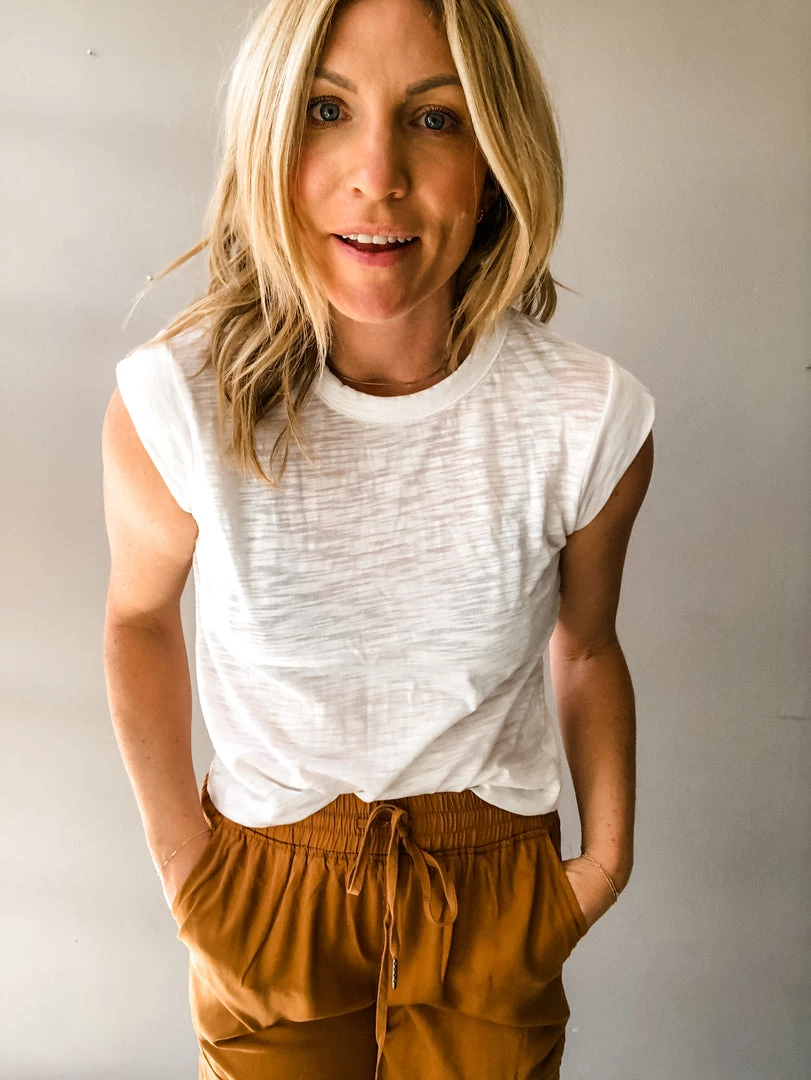 Chaser Brand Chaser Cropped Cap Sleeve Tee 2 Chaser Brand Chaser Cropped Cap Sleeve Tee