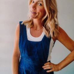 Audrey 3+1 Denim Overall Jumpsuit